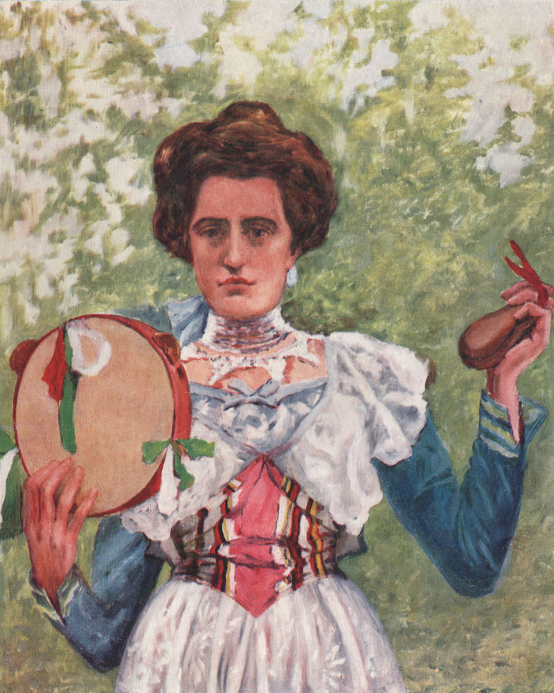 Associate Product 'Portrait of Tarantella dancer with Castanets' by Augustine Fitzgerald 1904
