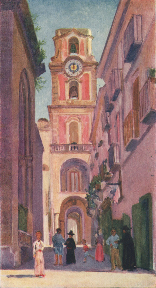 SORRENTO. 'Clock Tower of Sorrento' by Augustine Fitzgerald. Italy 1904 print