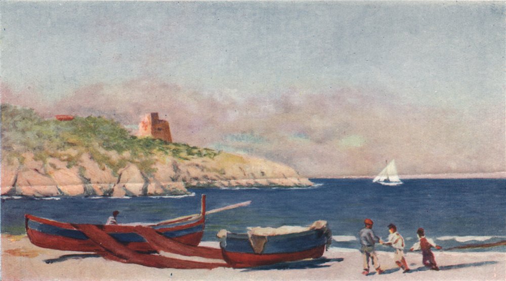 'Beach of the fishing village of Puolo' by Augustine Fitzgerald. Italy 1904