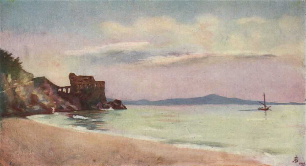 Associate Product 'Old tower on the shore of Maiori' by Augustine Fitzgerald. Italy 1904 print