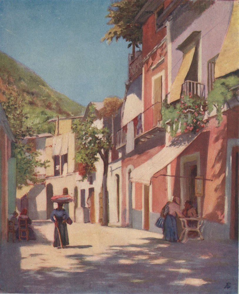 'A street in Casamicciola, Ischia' by Augustine Fitzgerald. Italy 1904 print