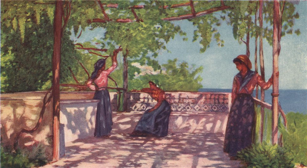'Peasants under the vines, Casamicciola, Ischia' by Augustine Fitzgerald 1904