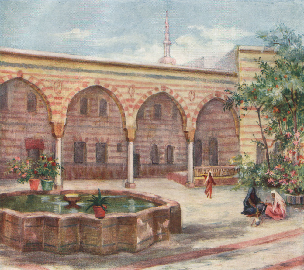 Associate Product 'Court of the house of Asad Pasha, Damascus' by Margaret Thomas. Syria 1908