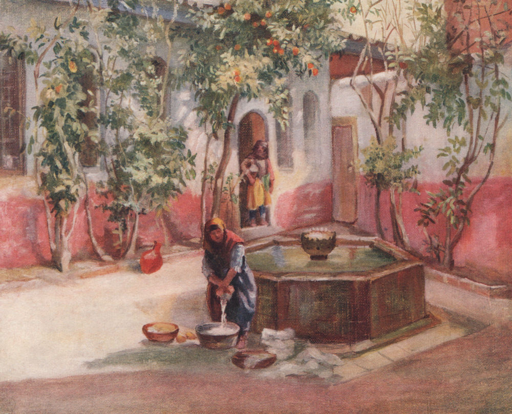 Associate Product 'Court of a Damascene house' by Margaret Thomas. Damascus, Syria 1908 print