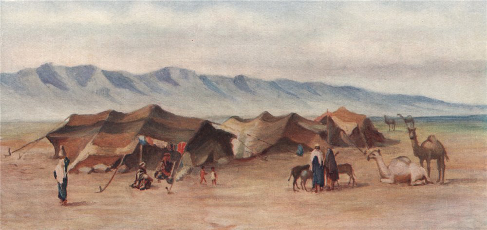 Associate Product 'Arab encampment between Homs and Palmyra' by Margaret Thomas. Syria 1908
