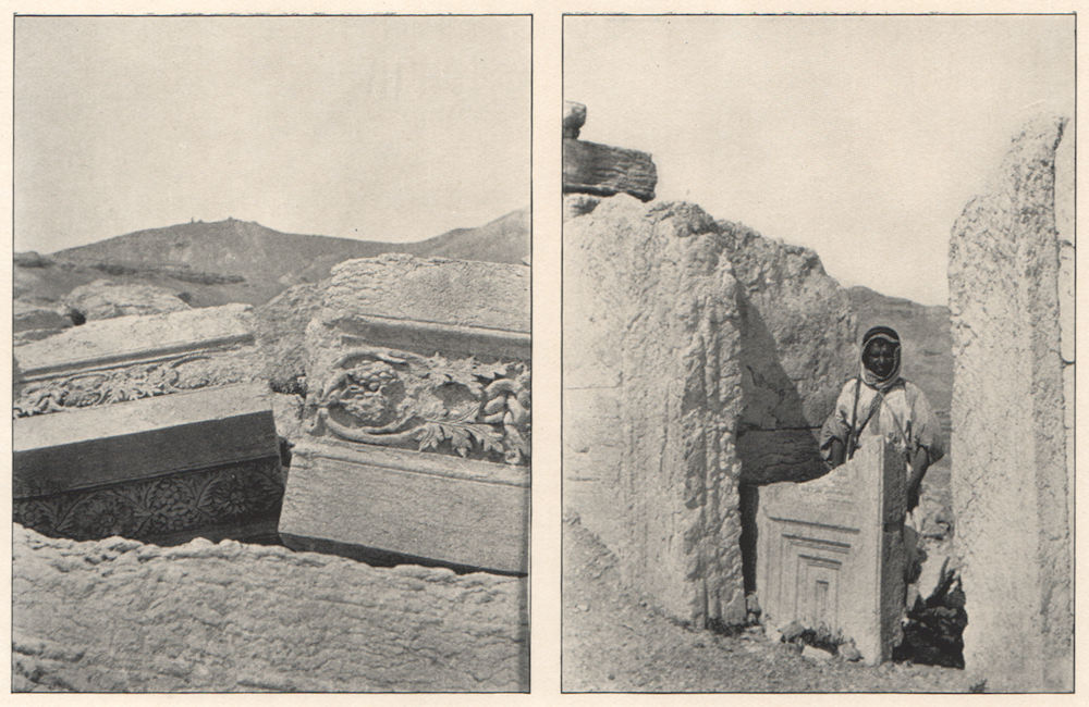 Associate Product 'Vine-Pattern carvings on fallen blocks, Stone door, Palmyra'. Syria 1908