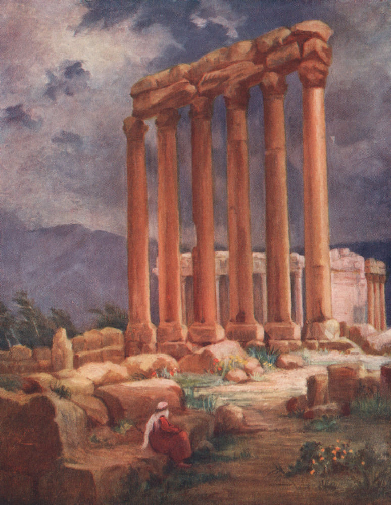 Associate Product The Temple of Jupiter, Baalbek - another view' by Margaret Thomas. Lebanon 1908