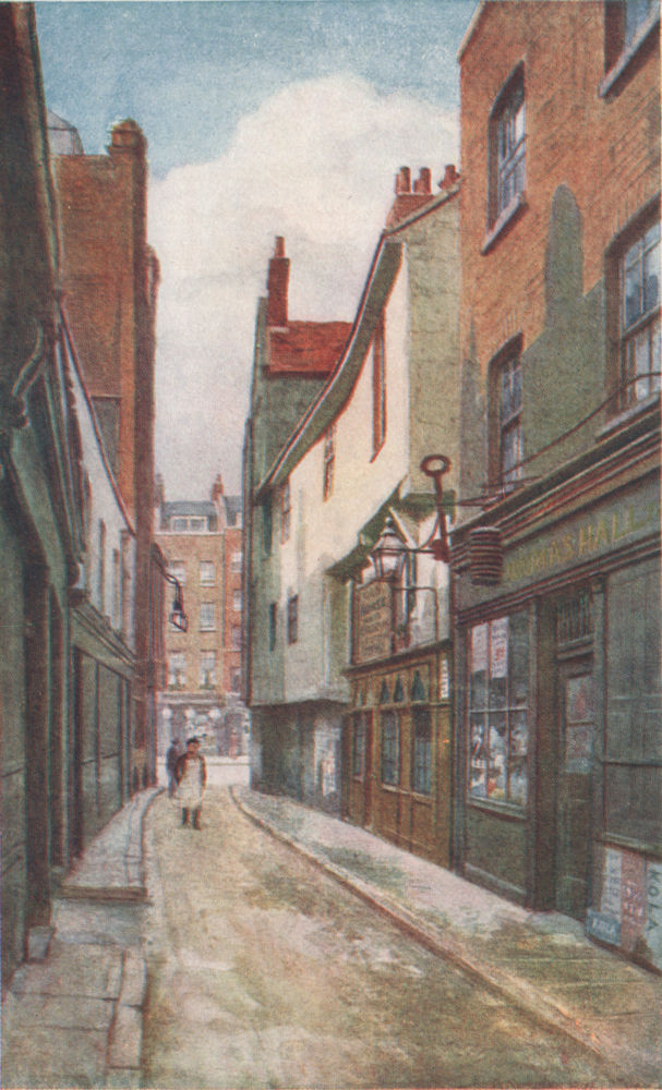 'Leather Lane, south towards Holborn, 1897'. Philip Norman. Vanished London 1905