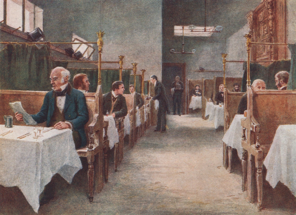 Associate Product Dining-room of Cock Tavern, Fleet Street by Philip Norman. Vanished London 1905