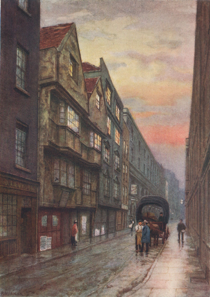 'Wych Street, Strand, looking NW, 1901'. Philip Norman. Vanished London 1905