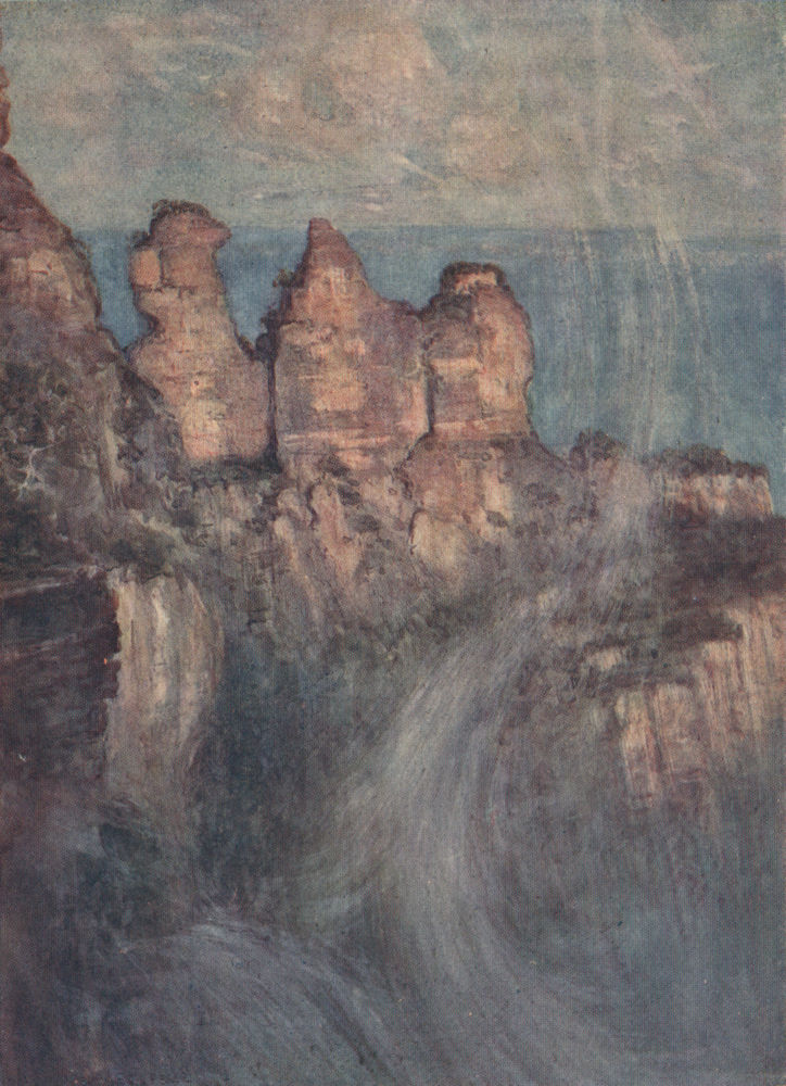 Associate Product 'The Blue Mountains - Three Sisters Peak' by Percy Spence. Australia 1910