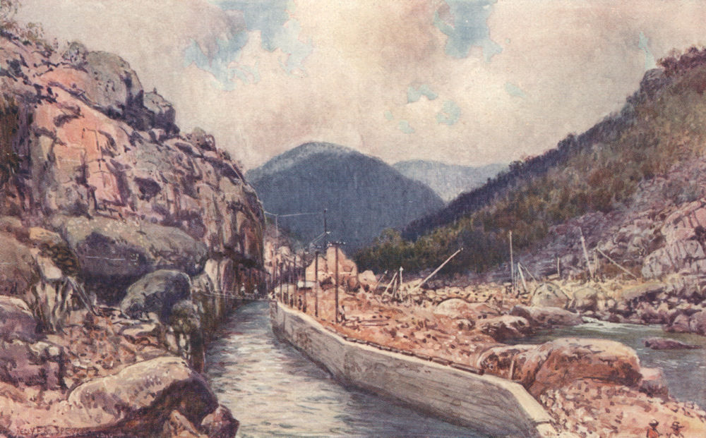 'Barren Jack. The great water barrage' by Percy Spence. Australia 1910 print