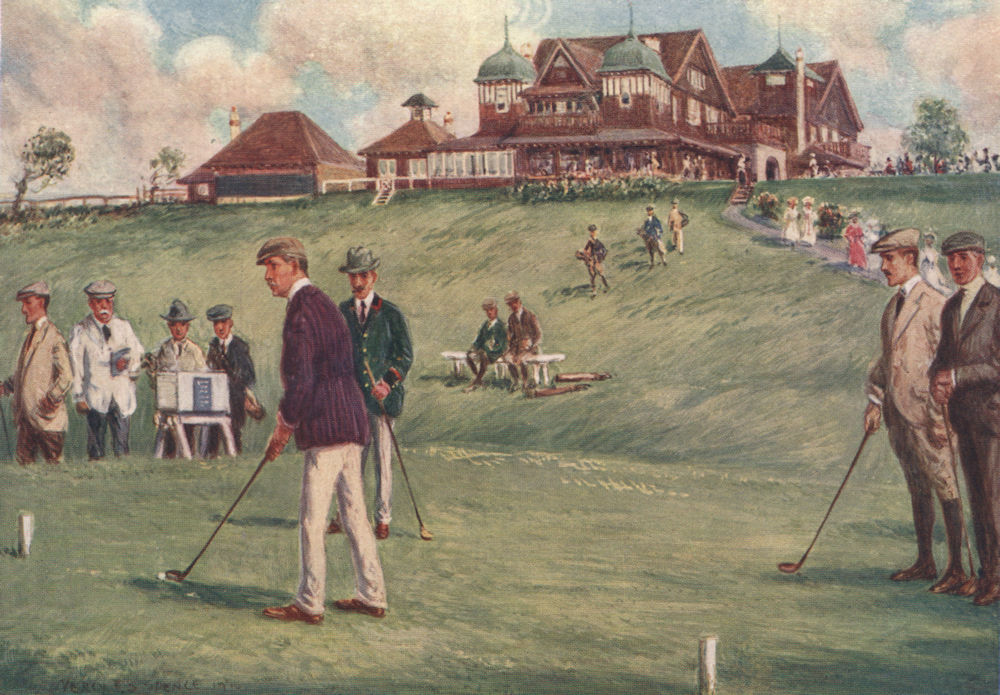 'The Royal Sydney Golf Club Links' by Percy Spence. Australia 1910 old print