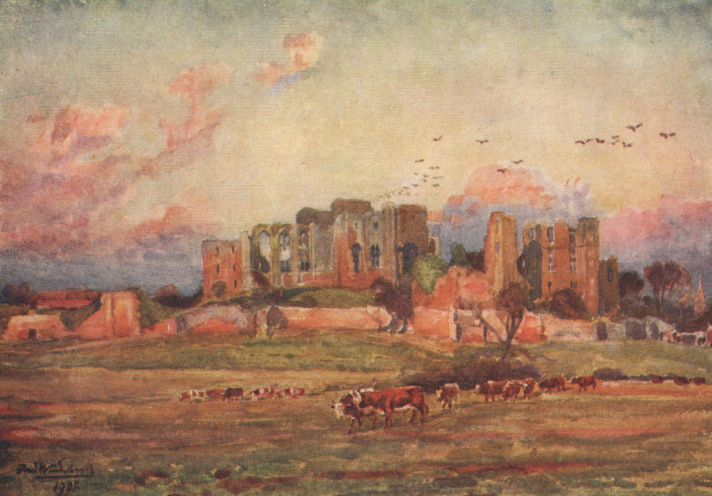 Associate Product View of Kenilworth Castle by Frederick Whitehead. Warwickshire 1906 old print
