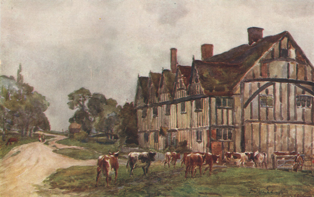 'Five-gabled House, Long Itchington' by Frederick Whitehead. Warwickshire 1906