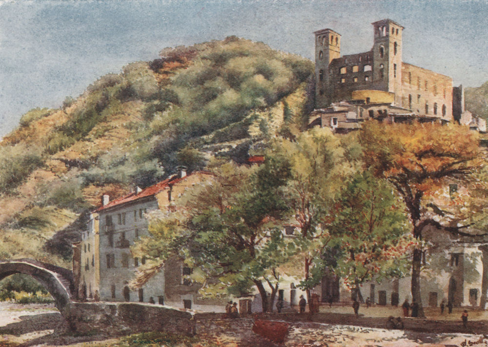 'Dolceacqua, with the Castle of the Doria' by William Scott. Italy 1907 print