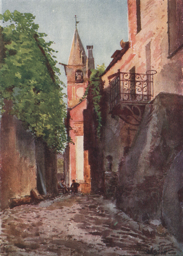 Associate Product 'Street in Villanuova, near Albenga' by William Scott. Italy 1907 old print