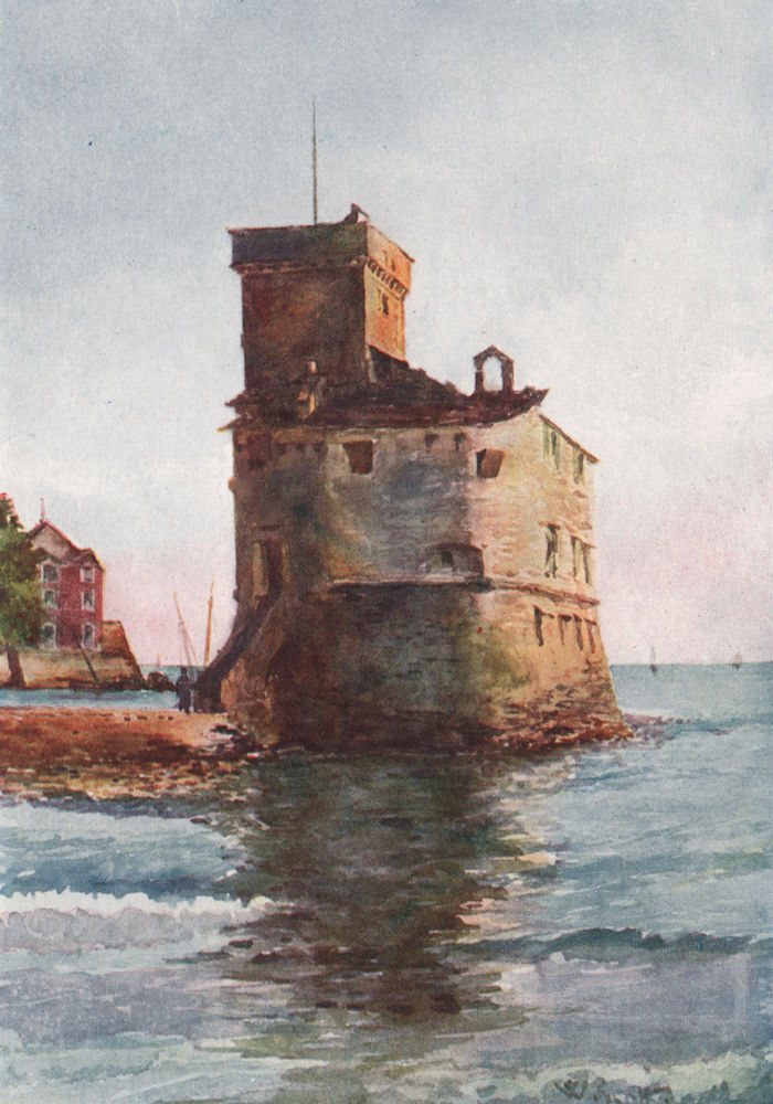 Associate Product 'Old tower, Rapallo' by William Scott. Italy 1907 antique print picture