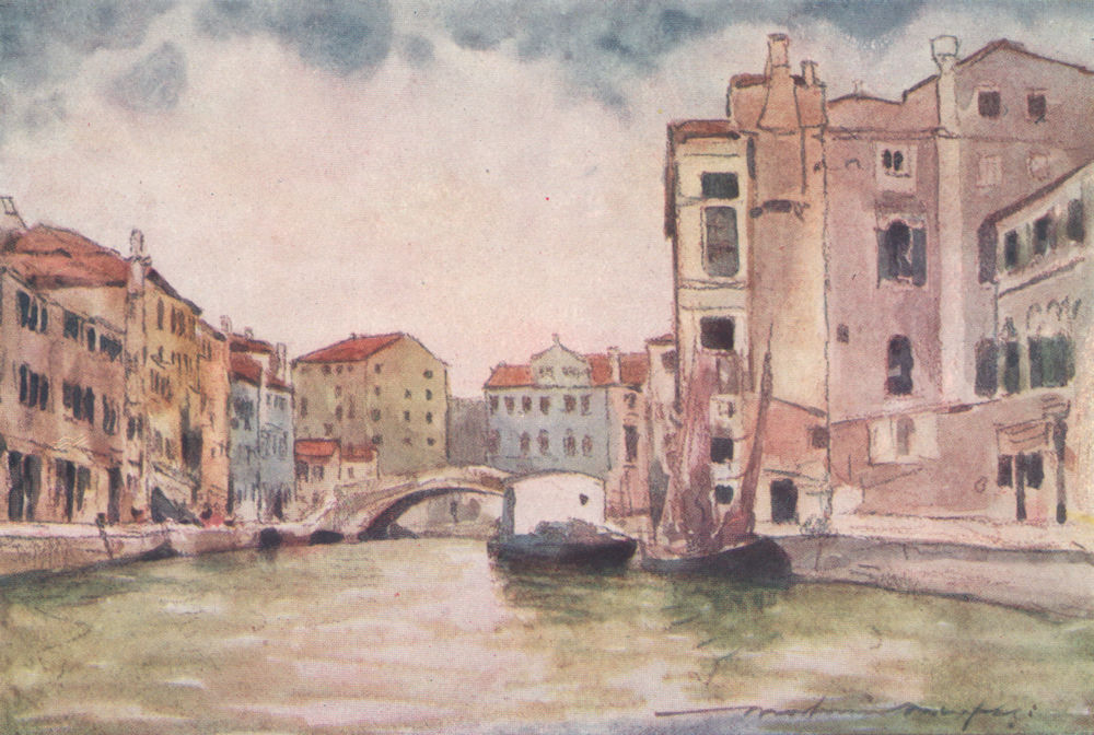 Venice 1916 print 'Grand Canal looking towards the Dogana' by Mortimer Menpes 
