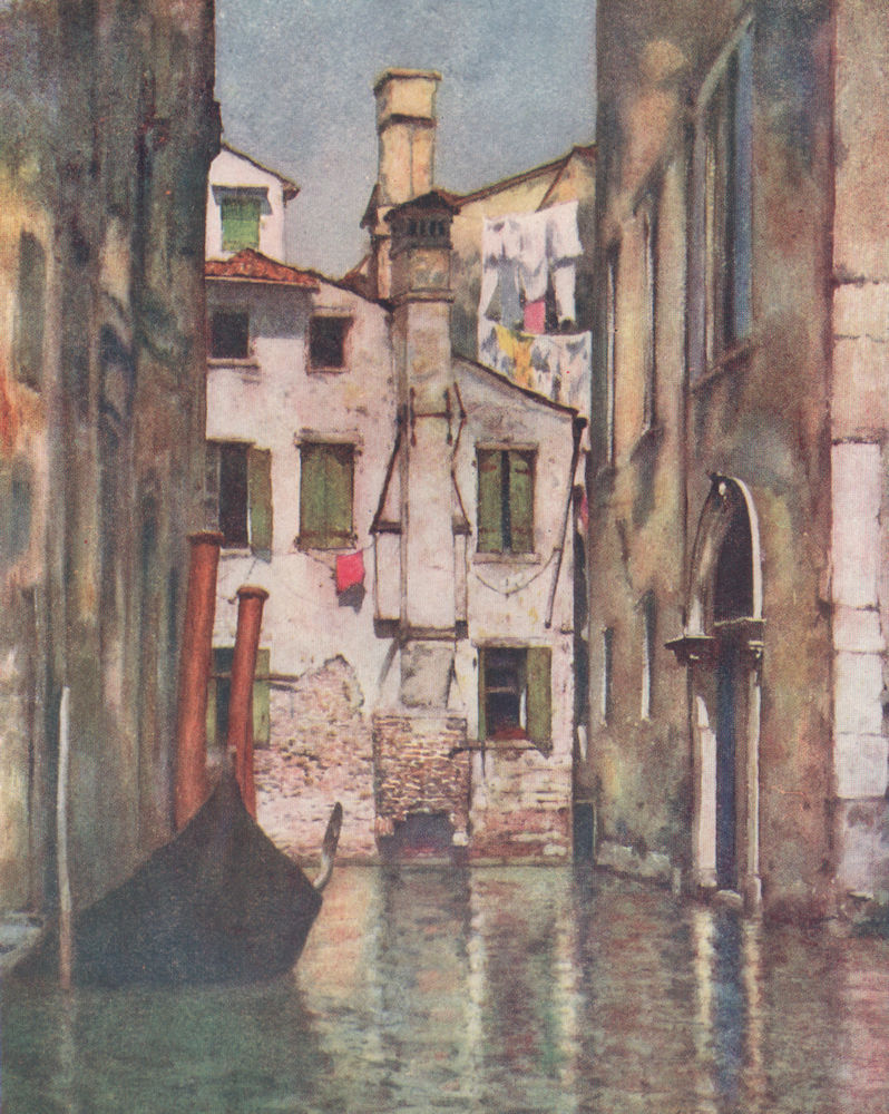 VENEZIA. 'A quiet Rio' by Mortimer Menpes. Venice 1916 old antique print