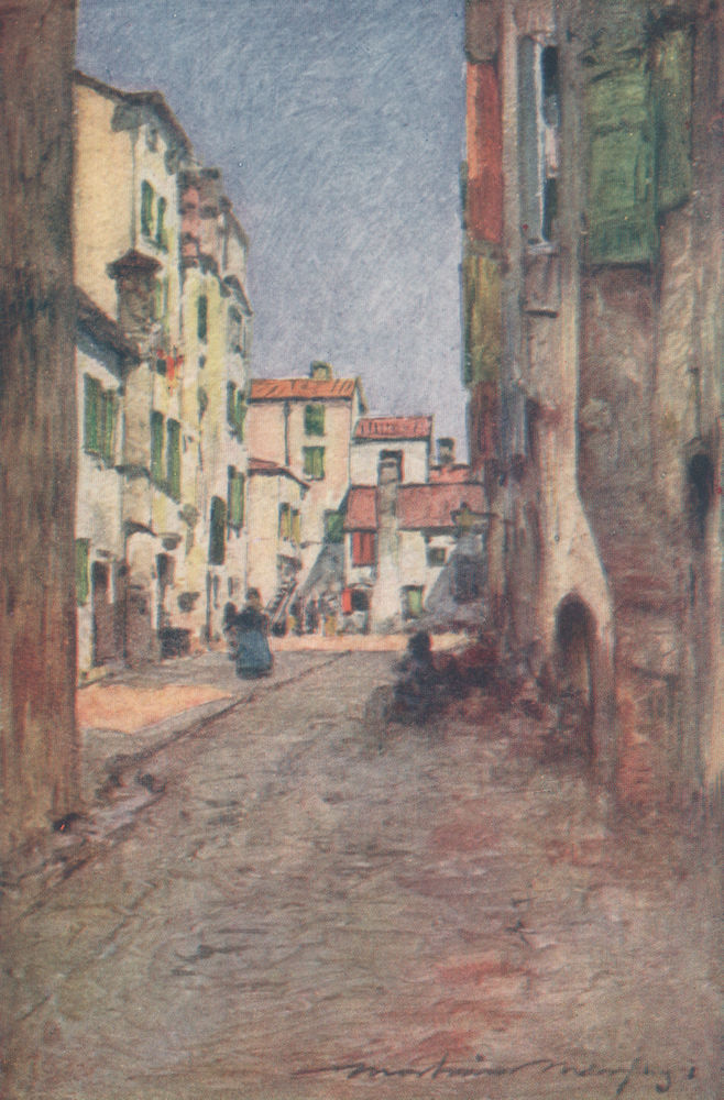 VENEZIA. 'A back street' by Mortimer Menpes. Venice 1916 old antique print