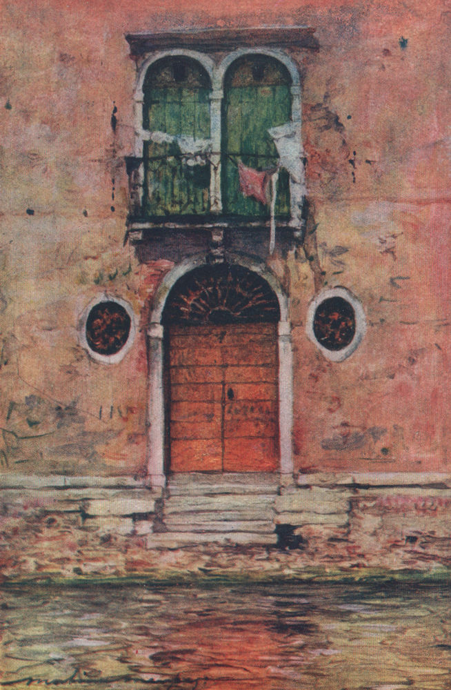VENEZIA. 'A Pink Palace' by Mortimer Menpes. Venice 1916 old antique print