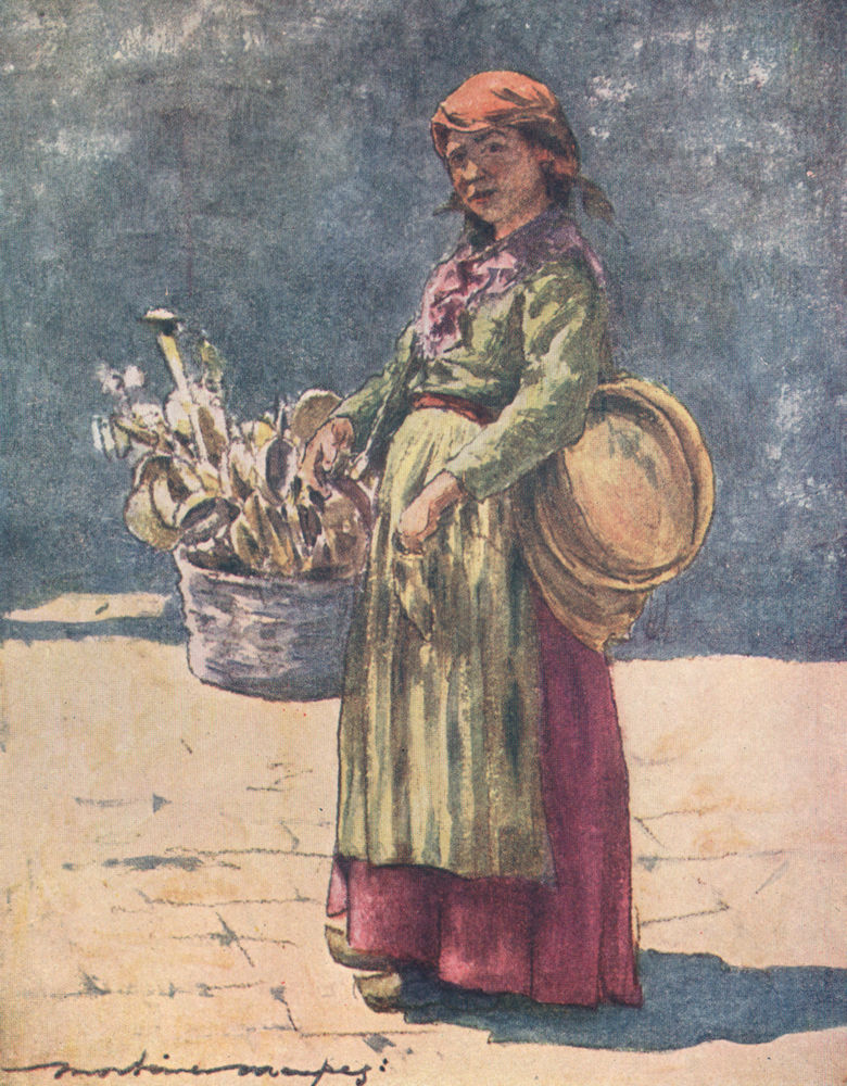 VENEZIA. 'The wooden-spoon seller' by Mortimer Menpes. Venice 1916 old print