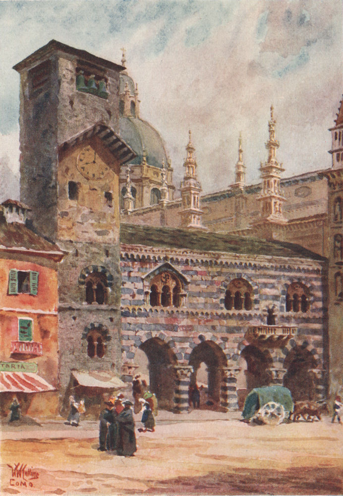 COMO. 'The Brotello and Cathedral, Como' by William Wiehe Collins. Italy 1911
