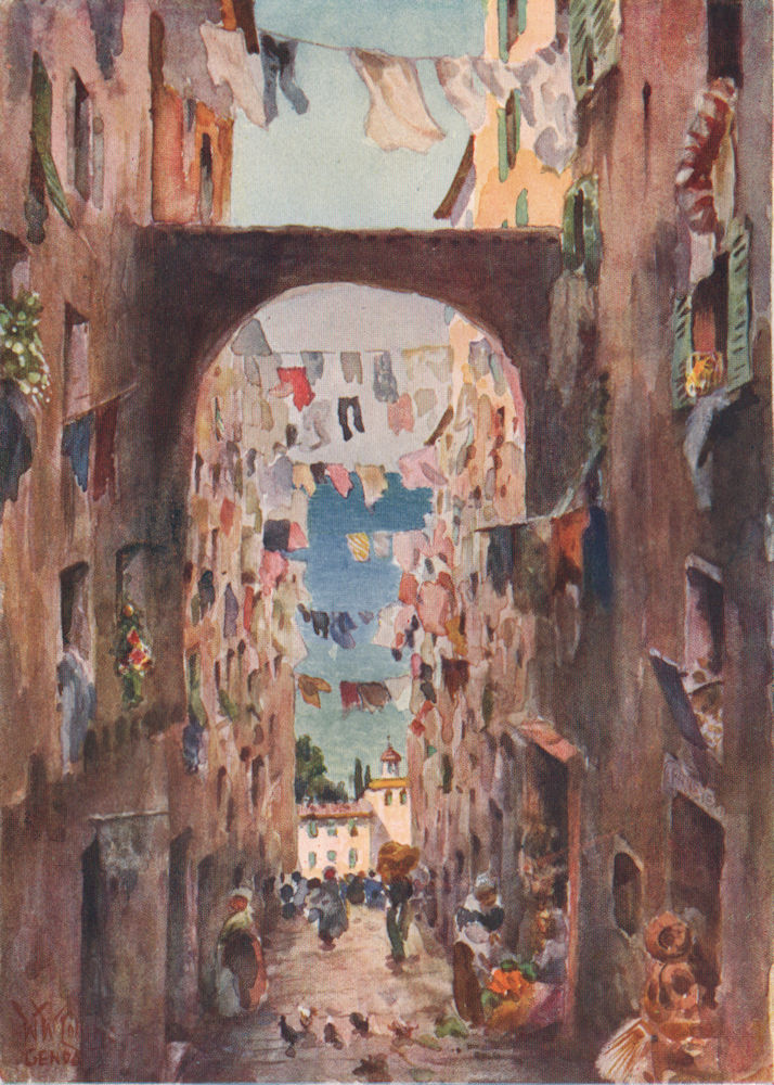 Associate Product GENOVA. 'An old street, Genoa' by William Wiehe Collins. Italy 1911 print