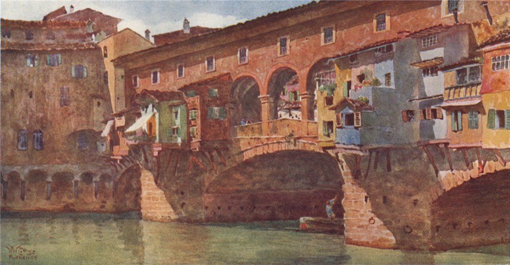 Associate Product FIRENZE. 'Ponte Vecchio, Florence' by William Wiehe Collins. Italy 1911 print