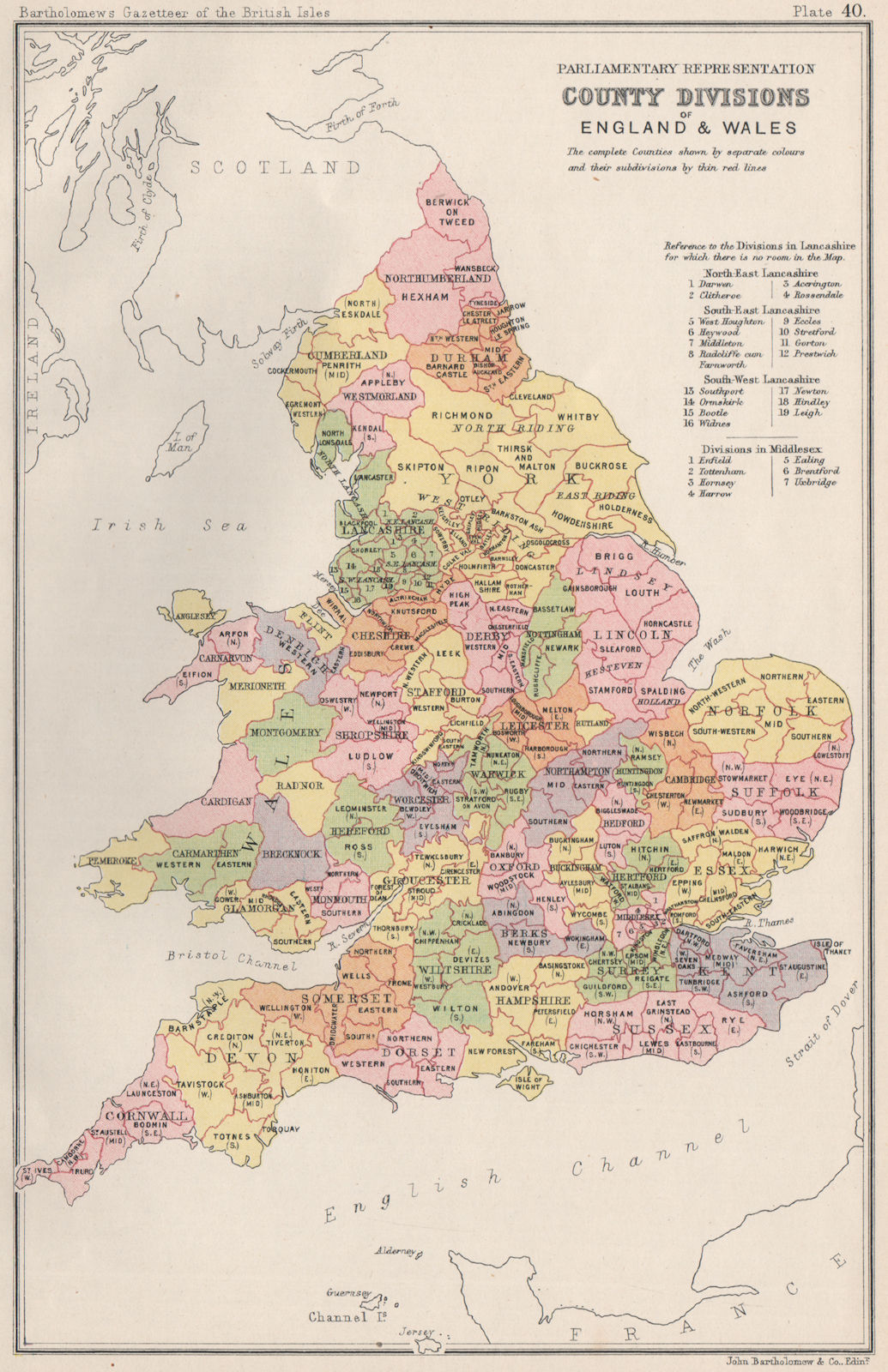 Associate Product ENGLAND & WALES Parliamentary representation. Constitutencies. Counties 1904 map