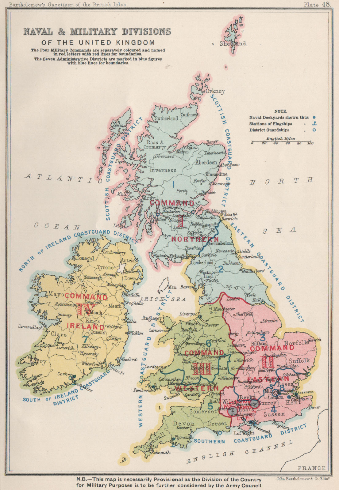 Associate Product UNITED KINGDOM NAVAL/MILITARY divisions Coastguard Dockyards Flagships 1904 map