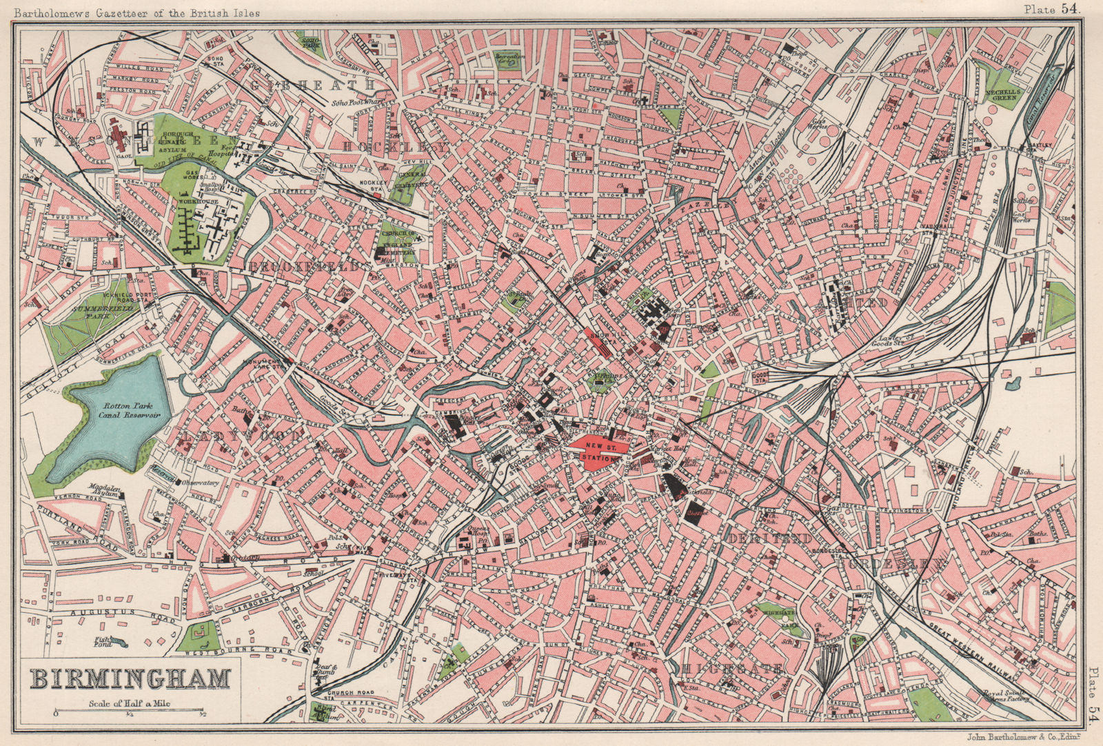 Associate Product BIRMINGHAM antique town/city plan. BARTHOLOMEW 1904 old map chart