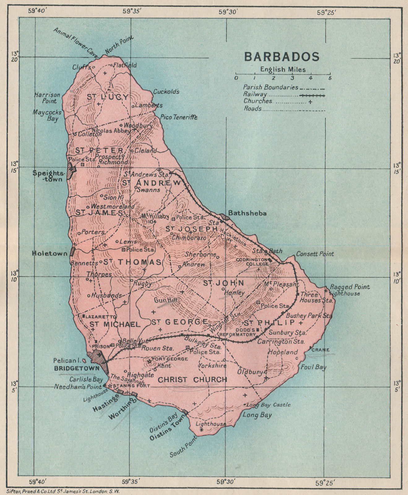 Associate Product BARBADOS. Vintage map. West Indies Caribbean 1927 old vintage plan chart