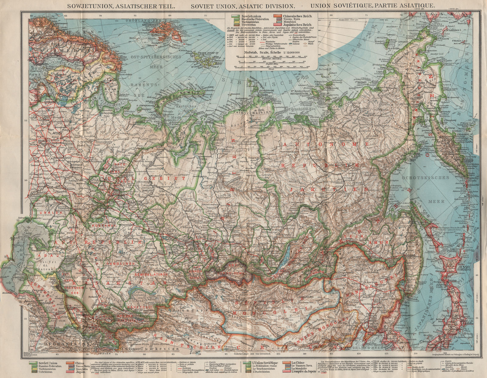 Associate Product ASIAN SOVIET UNION/USSR. CCCP. Russia in Asia 1929 old vintage map plan chart