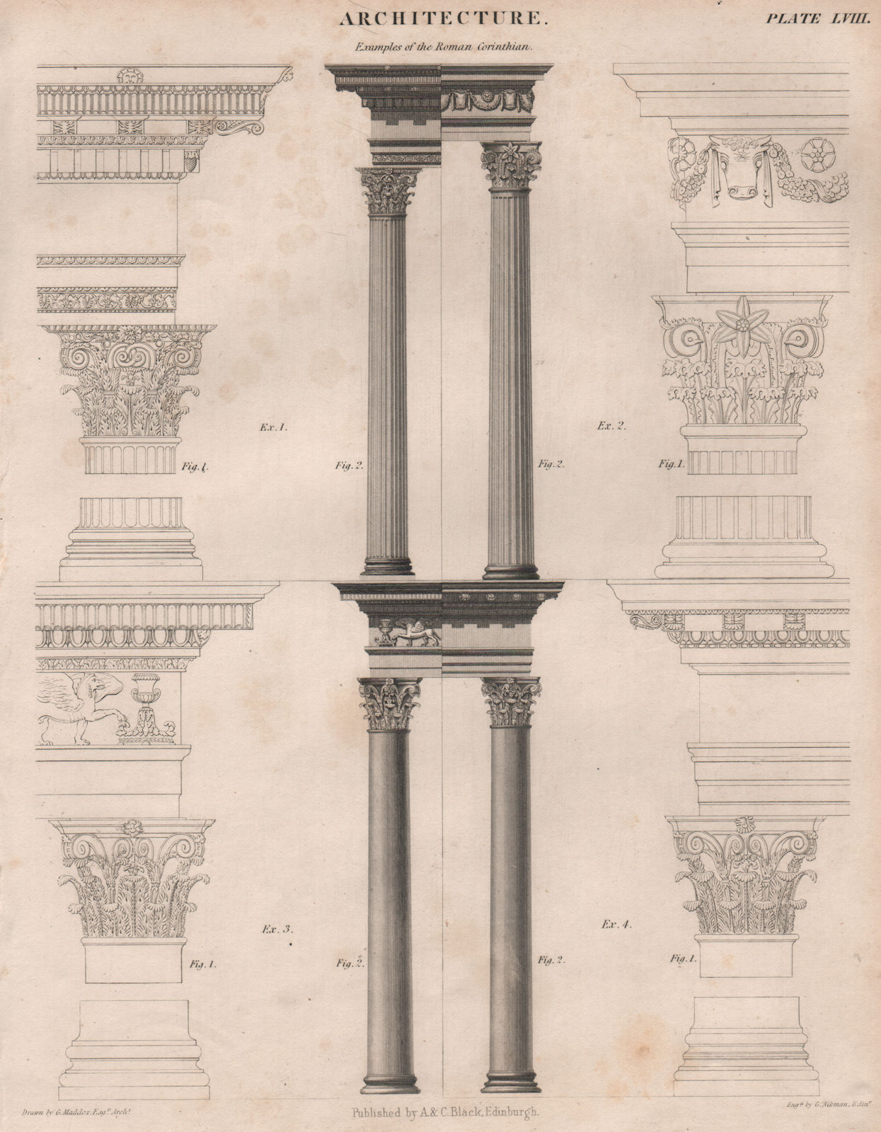 Architecture. Examples of the Roman Corinthian. BRITANNICA 1860 old print
