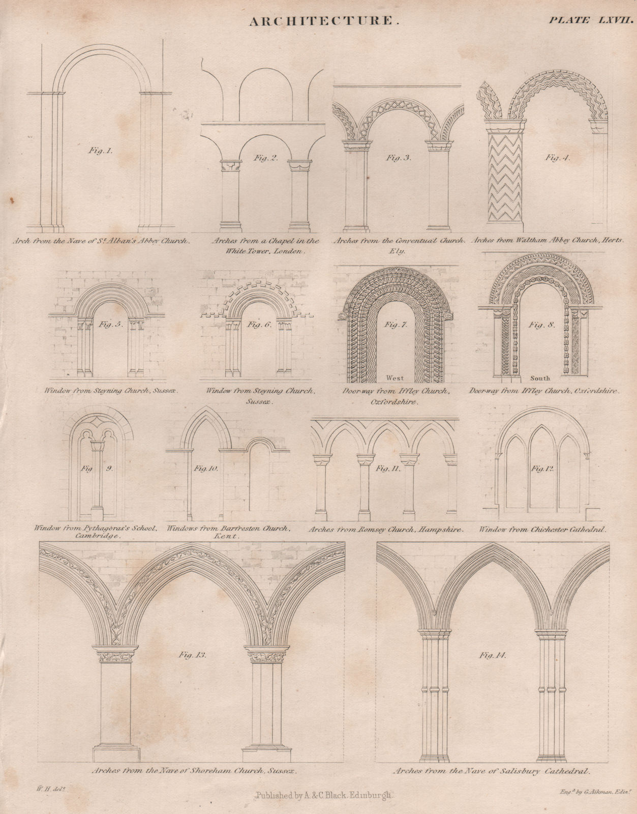 Associate Product Arches. Waltham Steyning Iffley Barfreston Romsey Shoreham Salisbury 1860