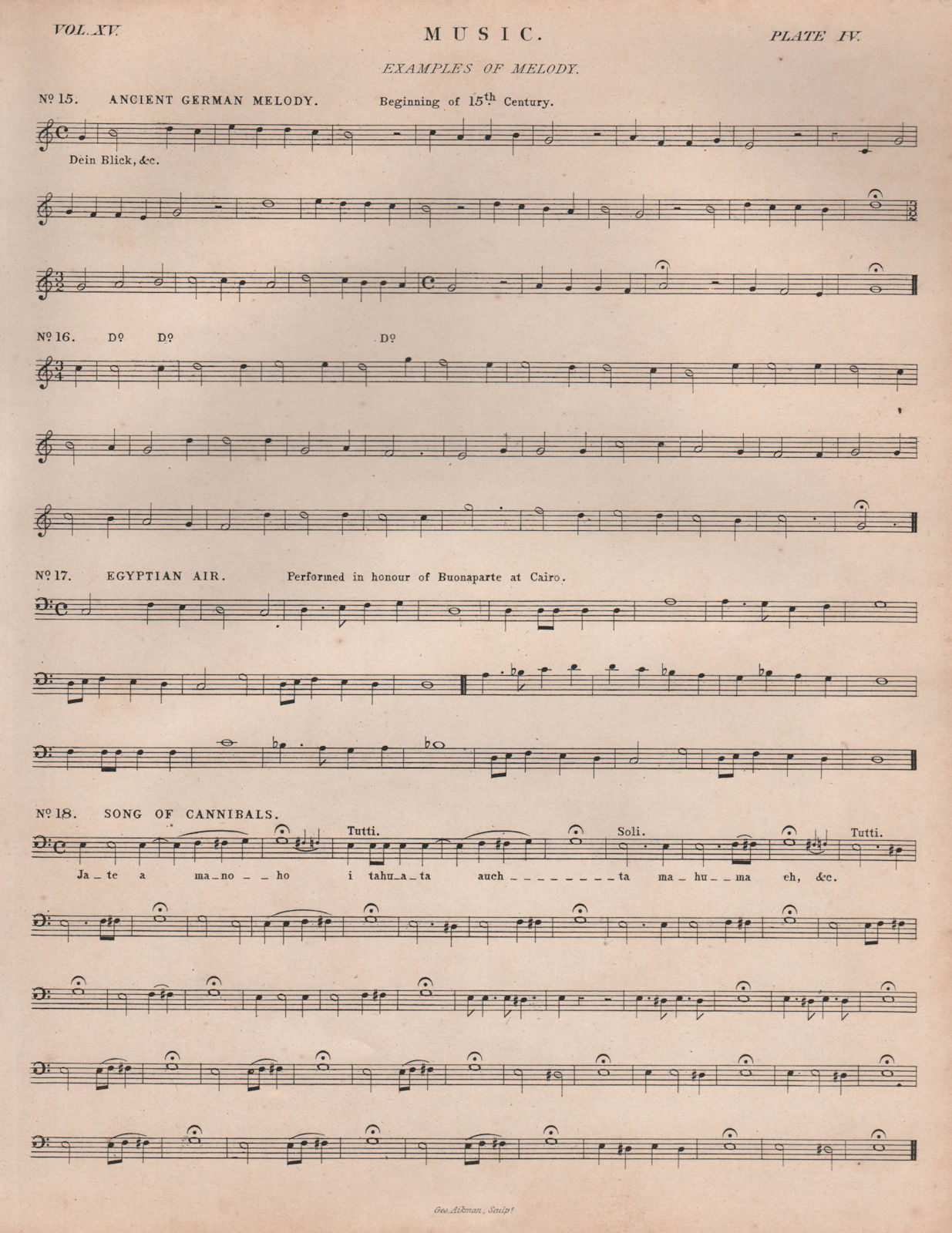 Associate Product Music. Melodies. 15C German melody. Egyptian air. Song of Cannibals 1860 print