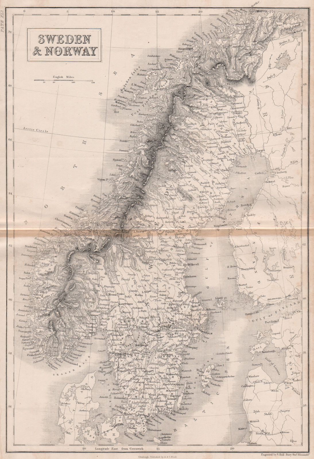 Associate Product Sweden & Norway. Scandinavia. Railways. BRITANNICA 1860 old antique map chart