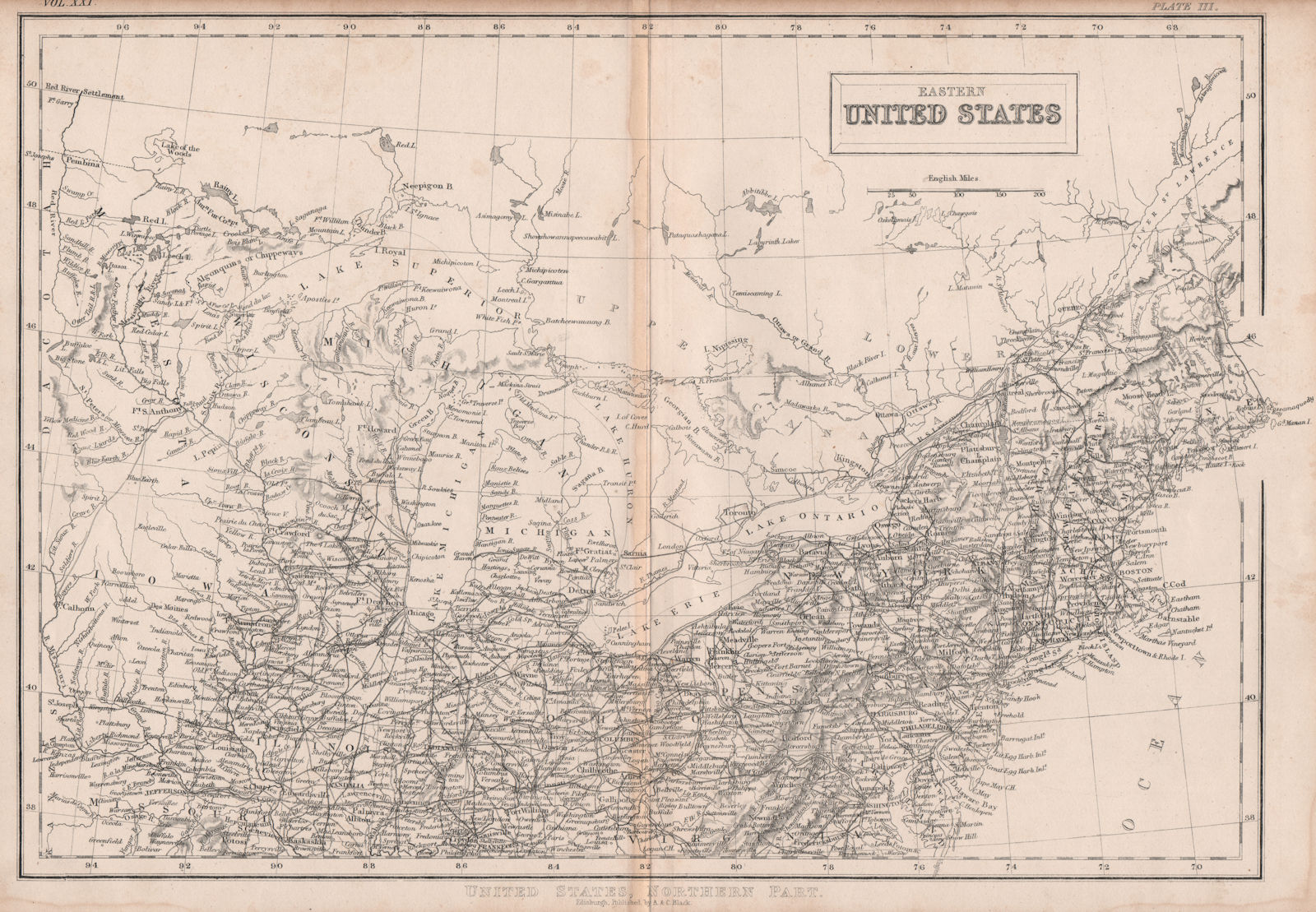 Associate Product North eastern United States. USA. BRITANNICA 1860 old antique map plan chart