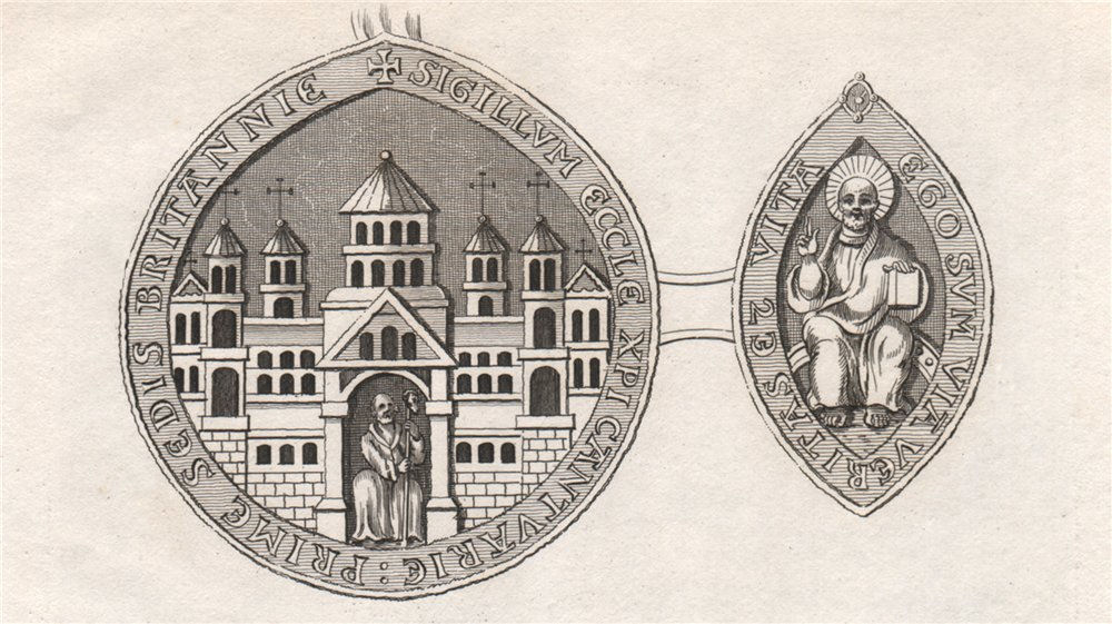 Associate Product CANTERBURY CATHEDRAL. 'Second seal of Christ Church priory'. GOSTLING 1825