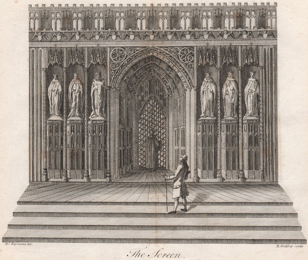 Associate Product CANTERBURY CATHEDRAL. 'The Screen'. GOSTLING 1825 old antique print picture