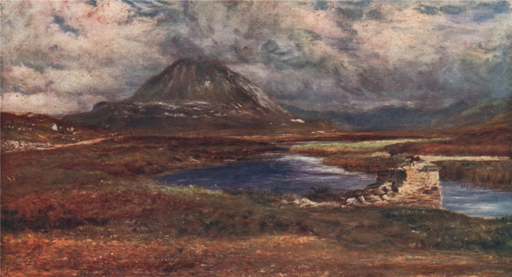 'Mount Errigal' by Francis Sylvester Walker. Ireland 1905 old antique print