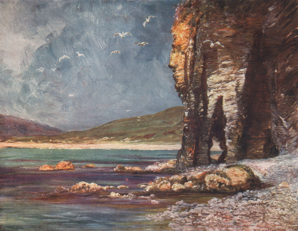 'Cathedral Cliffs, Achill' by Francis Sylvester Walker. Ireland 1905 old print