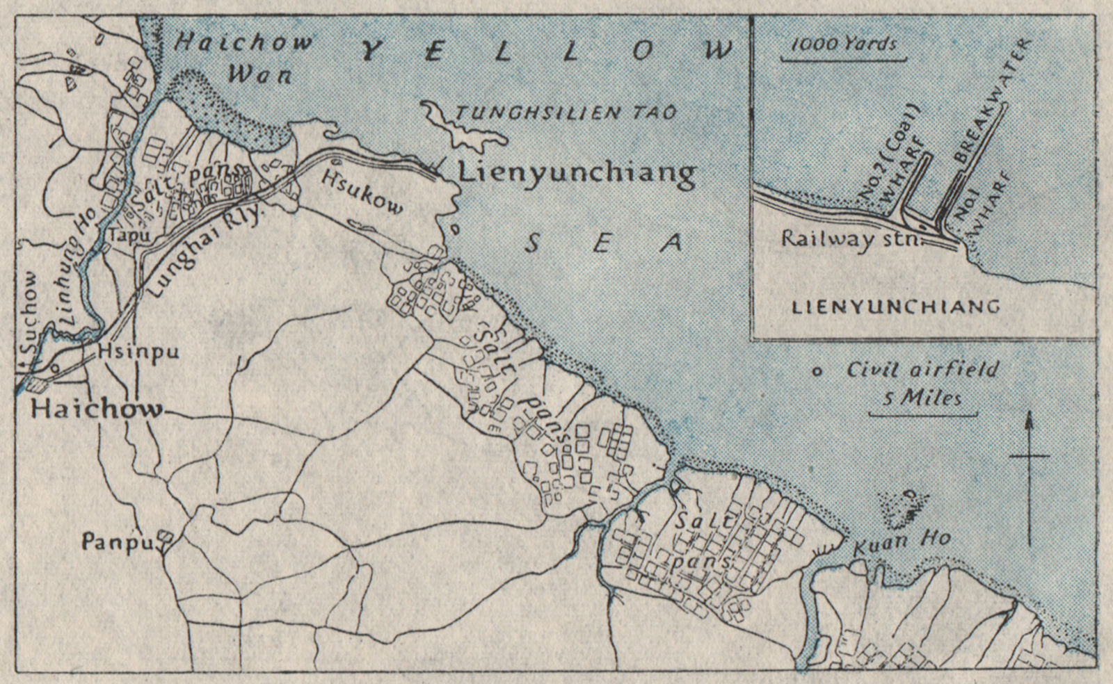 Lienyunchiang Laoyao Lianyungang China. WW2 ROYAL NAVY INTELLIGENCE MAP 1945