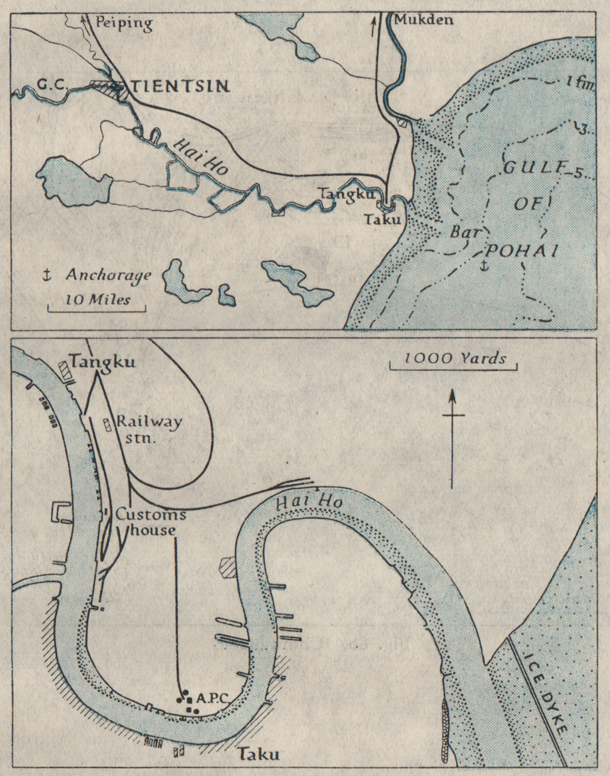 Associate Product TIANJIN. Taku Tangku/Tanggu Hai Ho/Hai He. China. WW2 INTELLIGENCE MAP 1945