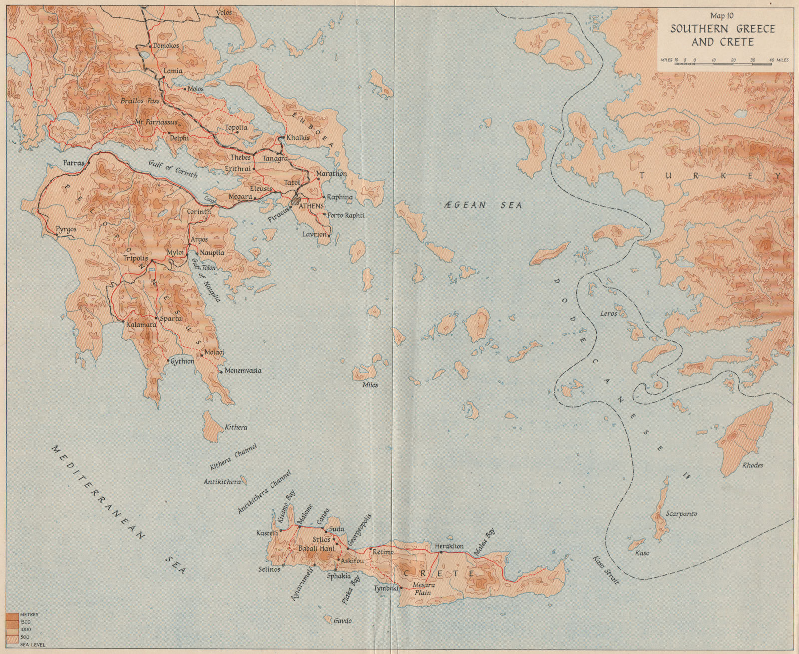 Associate Product OPERATION MARITA 1941. Southern Greece and Crete. World War 2 1956 old map