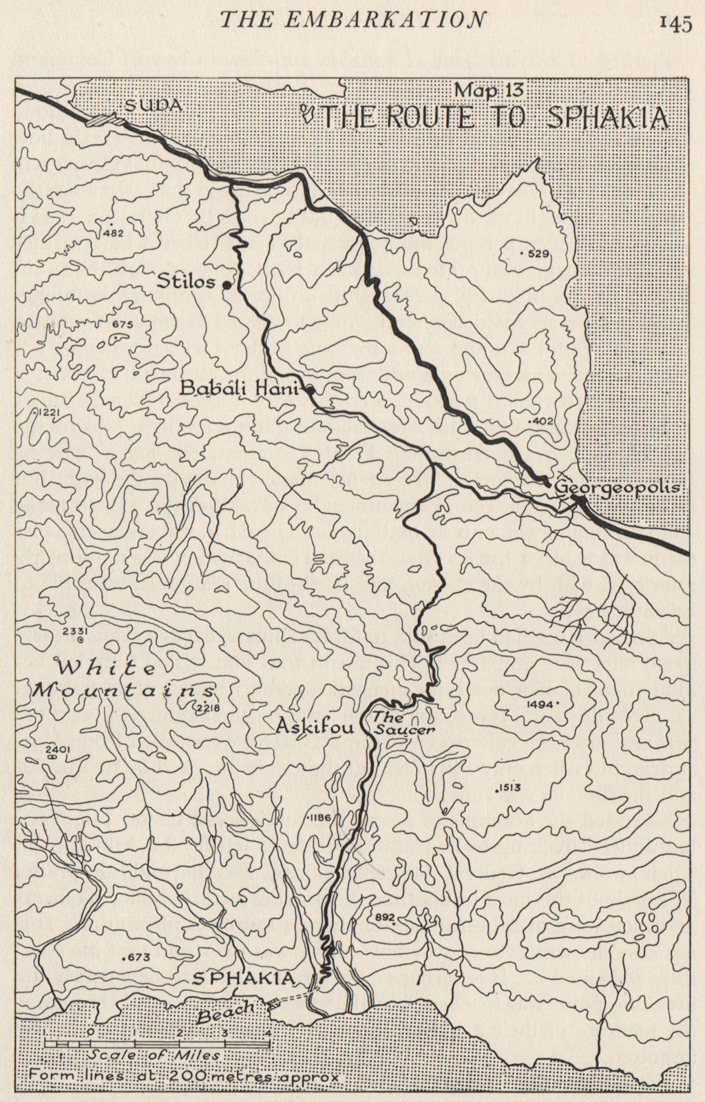 BATTLE OF CRETE 1941. The route to Sphakia. Greece. World War 2 1956 old map