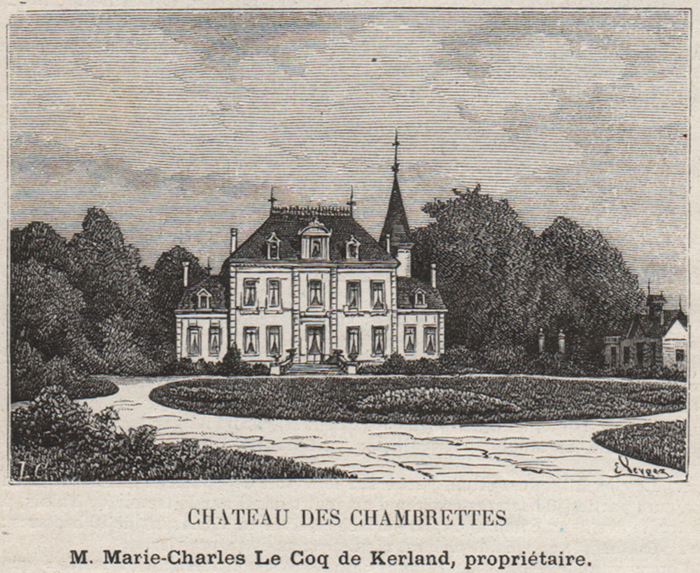 BORDEAUX. Chateau des Chambrettes. Kerland. SMALL 1908 old antique print