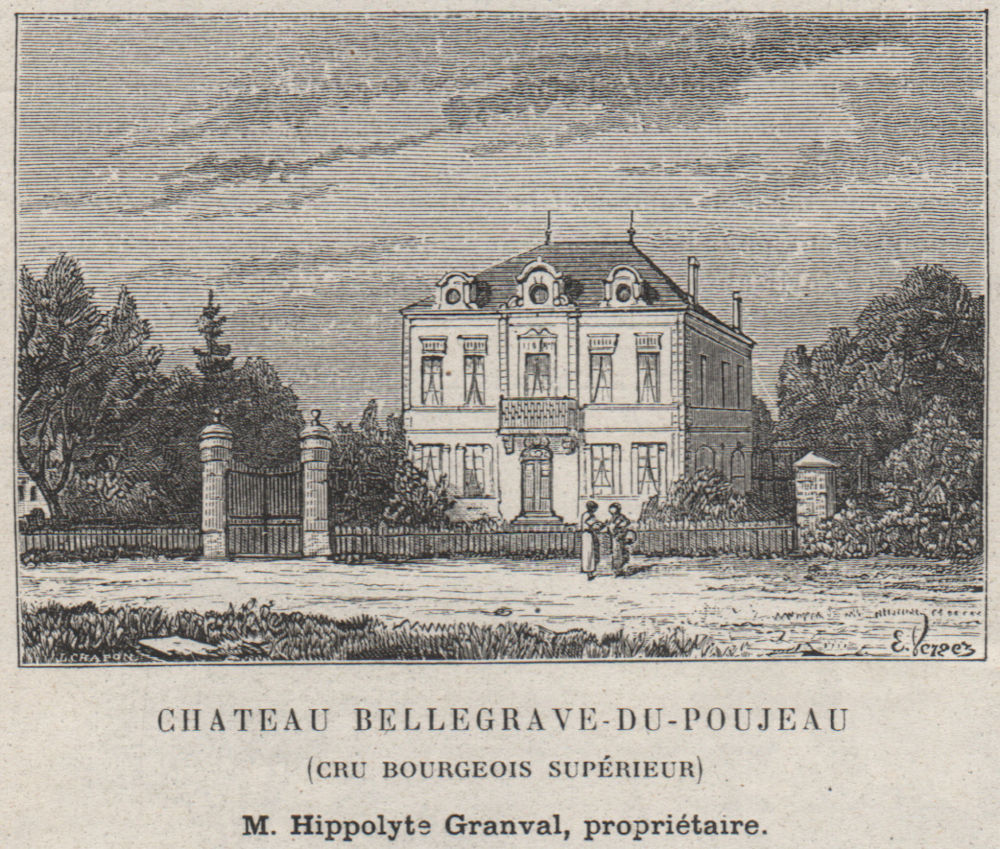 MÉDOC. LE PIAN. Chateau Bellegrave-du-Poujeau Cru Bourgeois Supérieur SMALL 1908